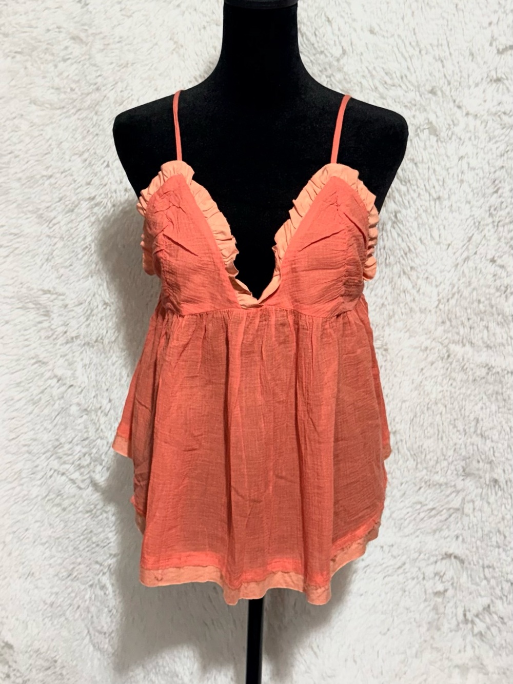 POL Coral Ruffle Trim Spaghetti Strap Camisole